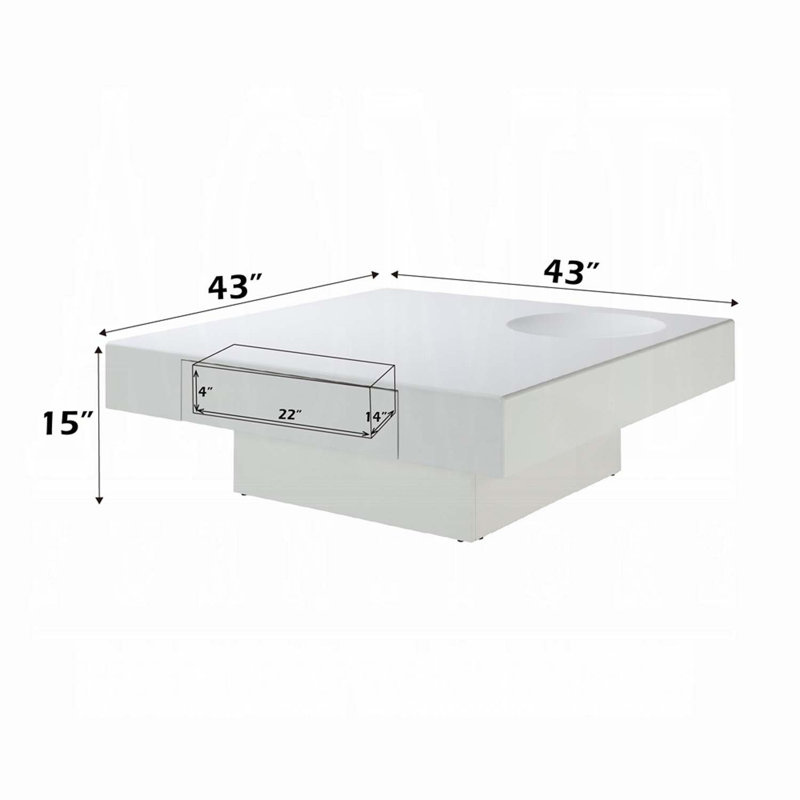 Table basse carrée blanche brillante