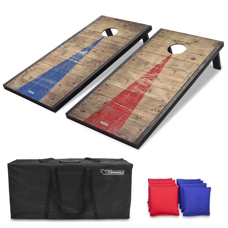 GoSports 4 x 2 ft Rustic Design Cornhole Game Set - Outdoor Backyard Lawn Toss Game Set