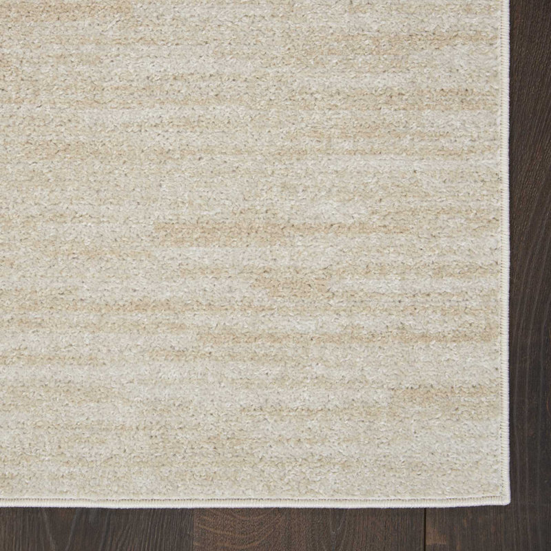 Tapis intérieur / extérieur ivoire / beige uni Mullican Sandy, Carré 9 pi