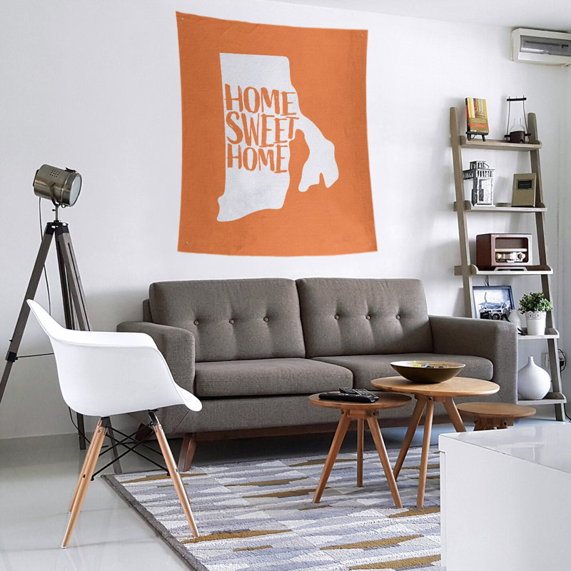 Tapisserie murale Home Sweet Rhode Island, H 80 po x l 68 po, Orange