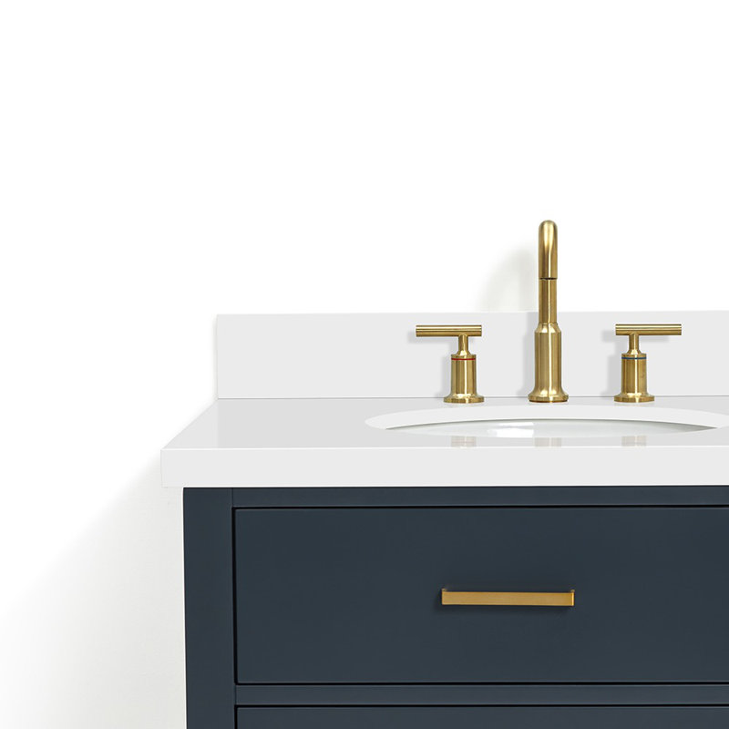 73'' W Double Vanity, Midnight Blue, Satin Brass, Italian Carrara Marble
