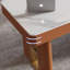 Bureau 5 tiroirs blanc + orange + or fritté rectangulaire + bois manufacturé + acier inoxydable-309884599-309884597