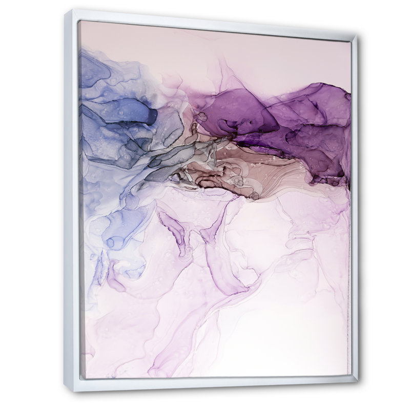 Impression de luxe sur toile marbrée de bleu mauve - impression sur toile moderne, H 40 po x l 30 po x P 1,5 po