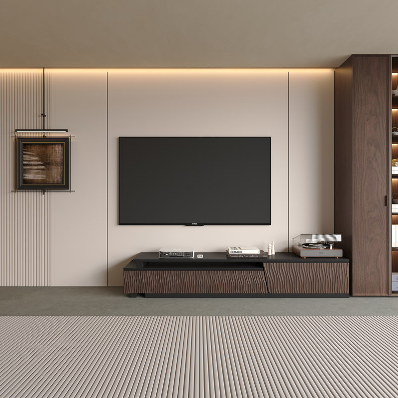 Meuble télé moderne extensible pour console de télévision jusqu'à 88 po avec tiroirs