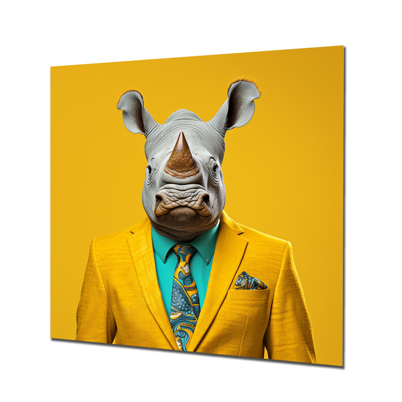 Art mural en métal «Rhinoceros», H 16 po x l 16 po x P 1 po