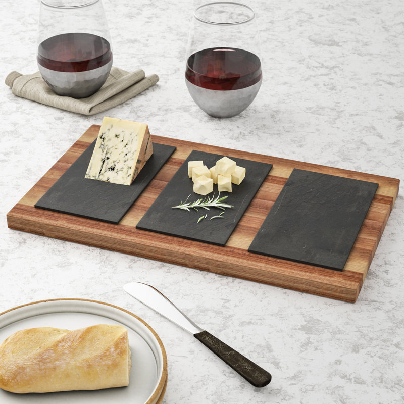 Planche à fromage en ardoise triple Molloy Acacia