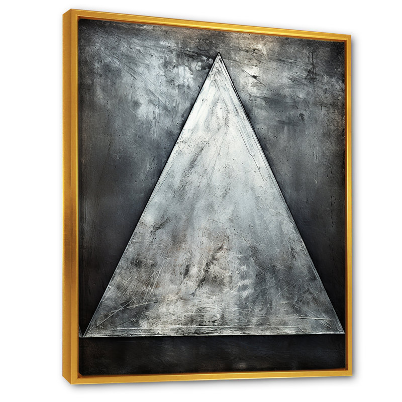 Triangle Trance argent scintillant II, Cadre flottant doré, H 32 po x l 24 po