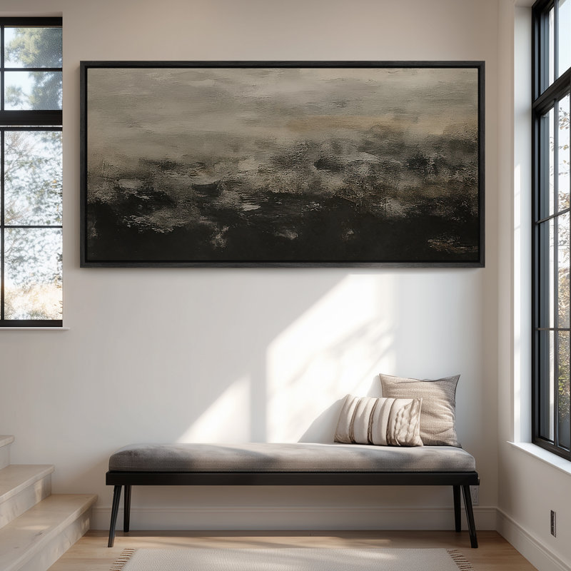 Très grand art mural rétro encadré pour art classique, H 30 po x l 60 po, Noir