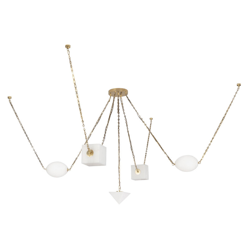 Mineral 5-Light Brass dimmable LED Chandelier, Brass, Alabaster