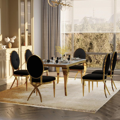 Chaise parsons en velours capitonné Magena