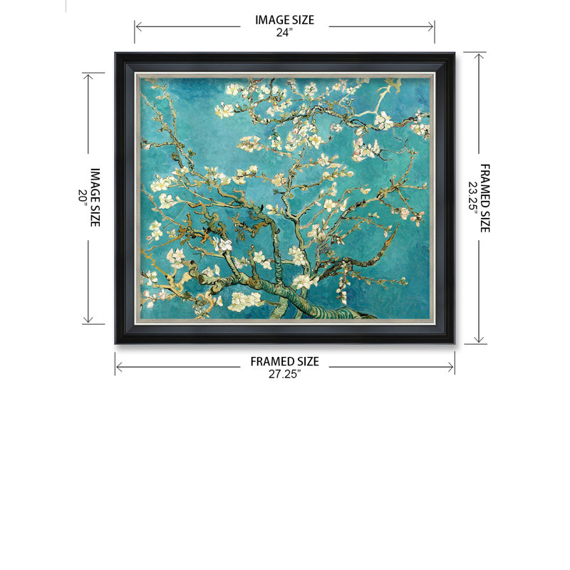 Vincent Van Gogh «Almond Blossoms» sur, Cadre photo noir, H 20 po x l 24 po