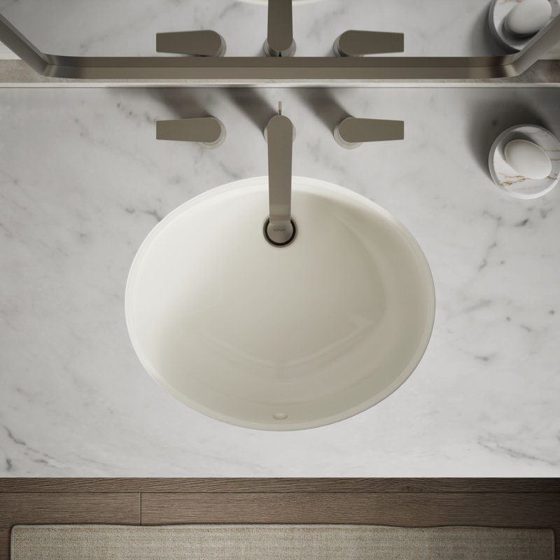Caxton® Vitreous China Oval Undermount Bathroom Sink with Overflow, Biscuit