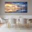 Ensemble de 3 tableaux sur toile tendue représentant un paysage de montagne et des aurores boréales-934027976