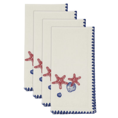 Ensemble de 4 serviettes de table décoratives en coton Coastal
