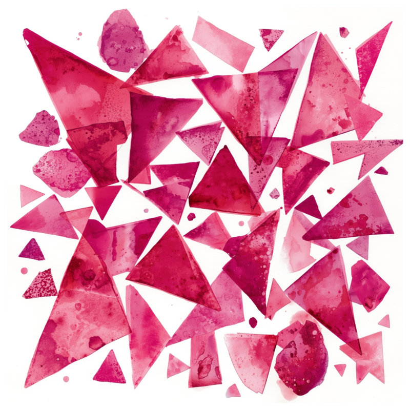 Tapis de bain géométrique à triangles roses, L 24 po x L 17 po