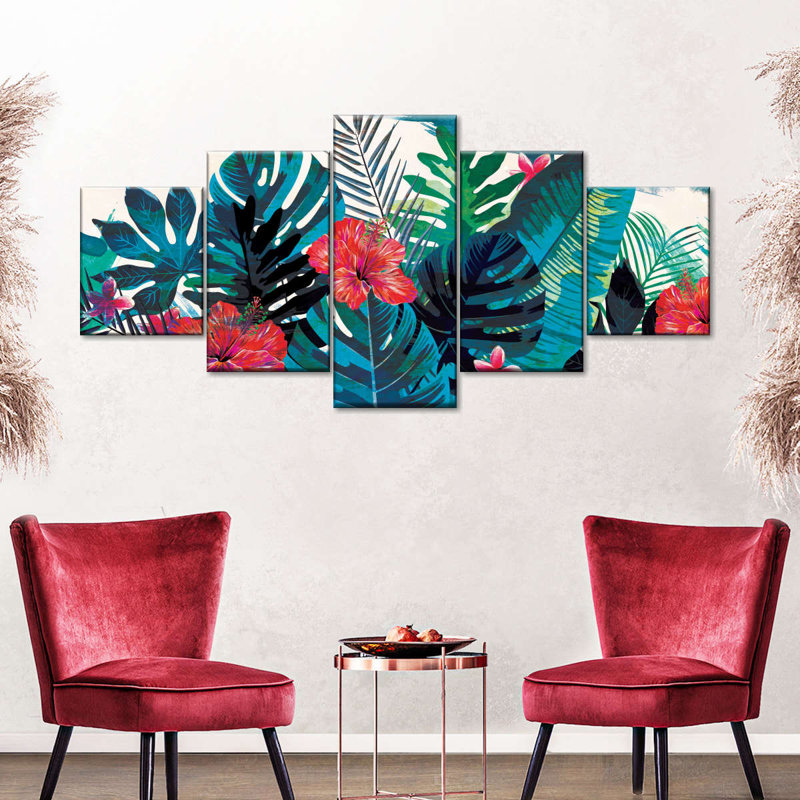 «Hibiscus Patch», reproduction sur toile, H 34 po x l 74 po x P 1,25 po