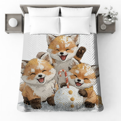 Cute Fox Trio Bedding Foxes Bedspread Animals
