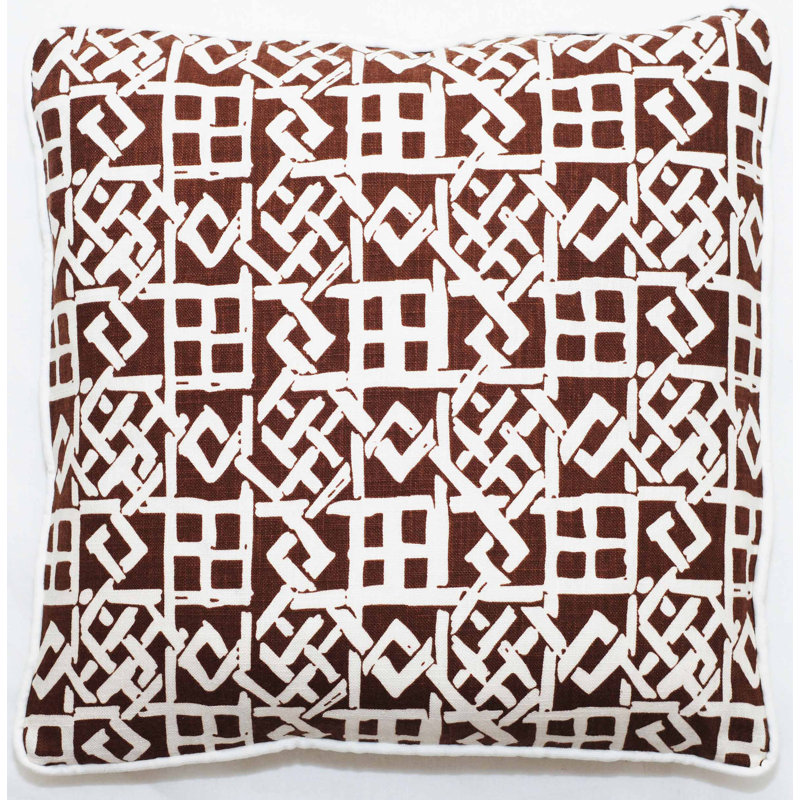 Housse de coussin et insert en treillis modern, Brun, 18 po x 18 po