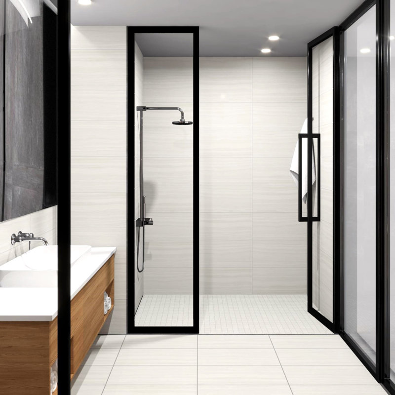 Coffee Talk 12'' W x 24'' L Porcelain Stone Look Singular Tile, Chalk