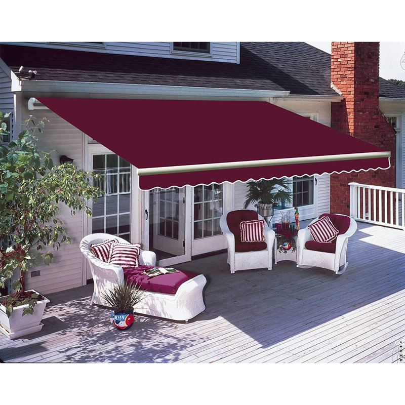 Dakota Fields 250cm W x 250cm D Fabric Wine Red Cover Retractable Patio Awning
