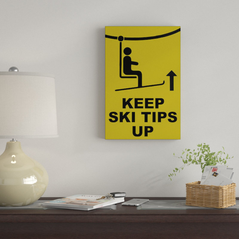 «Ski Tip», art textuel sur toile, H 40 po x l 26 po x P 1,5 po, Toile tendue, Pas de tapis