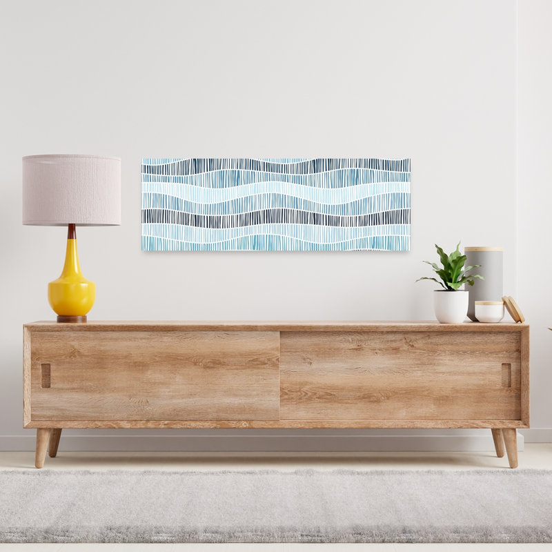 Abstract Blue Waves by Vitor Costa - Wrapped Canvas Panoramic Print, 30.48 cm H x 91.44 cm W