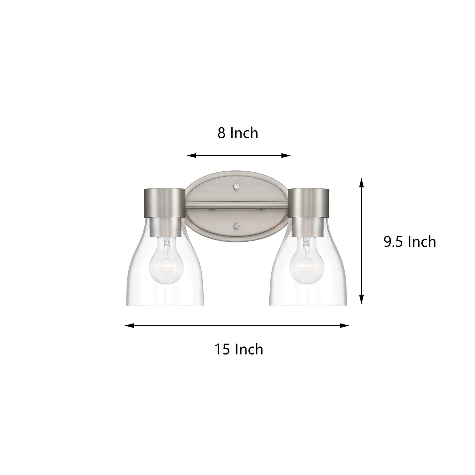 Jessa Dimmable Vanity Light, Brushed Nickel, 2