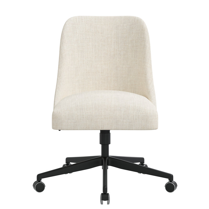 Chaise de travail pivotante réglable en hauteur Acosta, Lin classique talc
