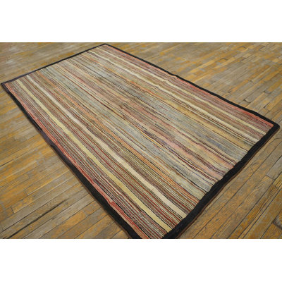 American Antique Multicolor Hooked Small Scatter Size Wool 1890s Rug