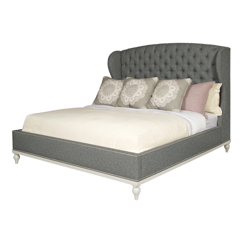 Emma Queen Upholstered Panel Bed, Navajo, Yes, Ian Pewter