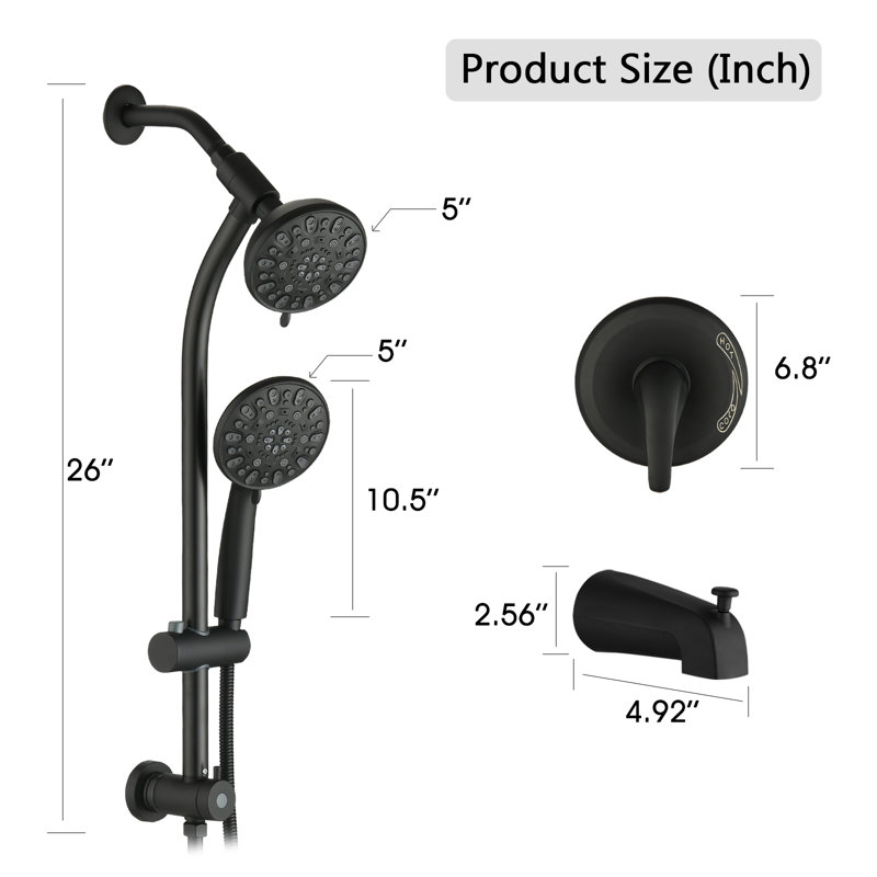 All-In-One Kit with Rough in-Valve, Matte Black