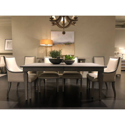 Stanley Willow 72" Extendable Dining Table in Pewter – Modern Farmhouse Dining Table for 6 to 8 People, Solid Wood with Leaf Extension, Rectangular Ta