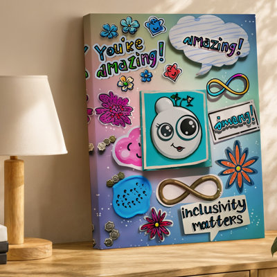 Canvas Create A Vibrant Collage That Celebrates Neurodiversity Featuring A Variety Wall Art Of Playful Cartoonish Characters And Canvas Wall Art