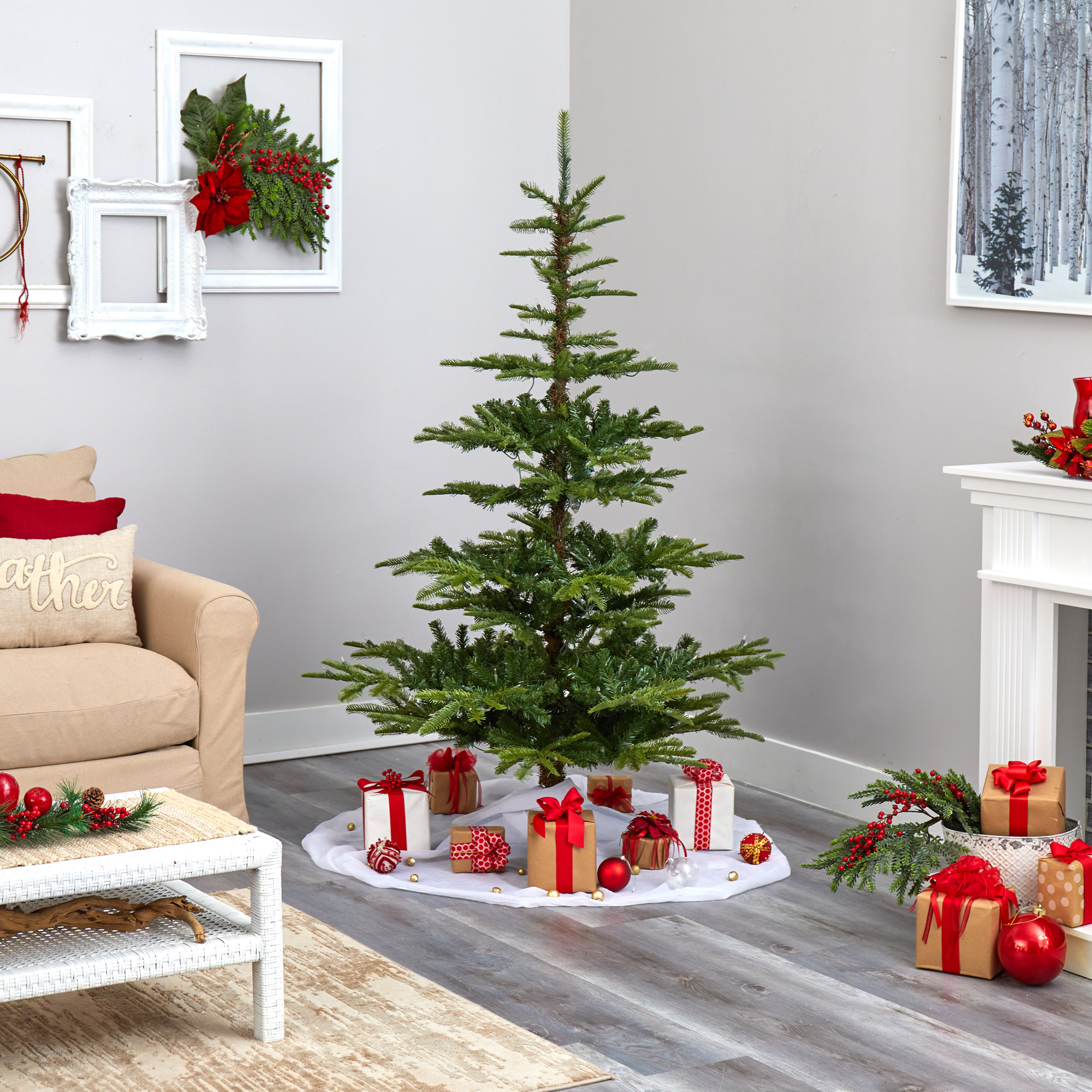 Lighted Artificial Spruce Christmas Tree, 6' H