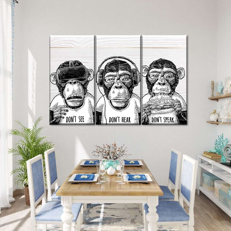 Cool Monkeys, reproduction d'art sur toile, H 32 po x l 50 po x P 1,25 po