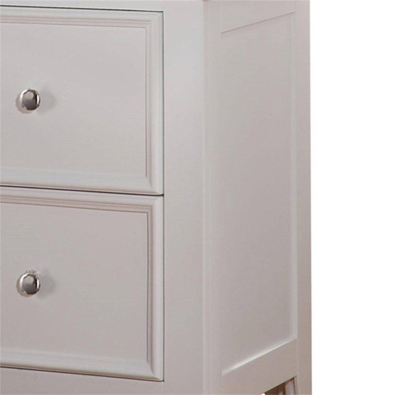 Pine Wood Nightstand With 2 Drawers