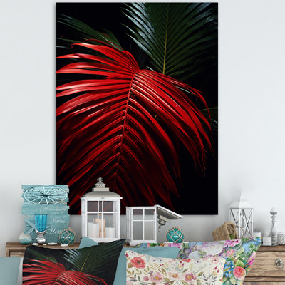 Palmier sur toile, reproduction de photo tropicale rouge - Photo de palmiers rouges