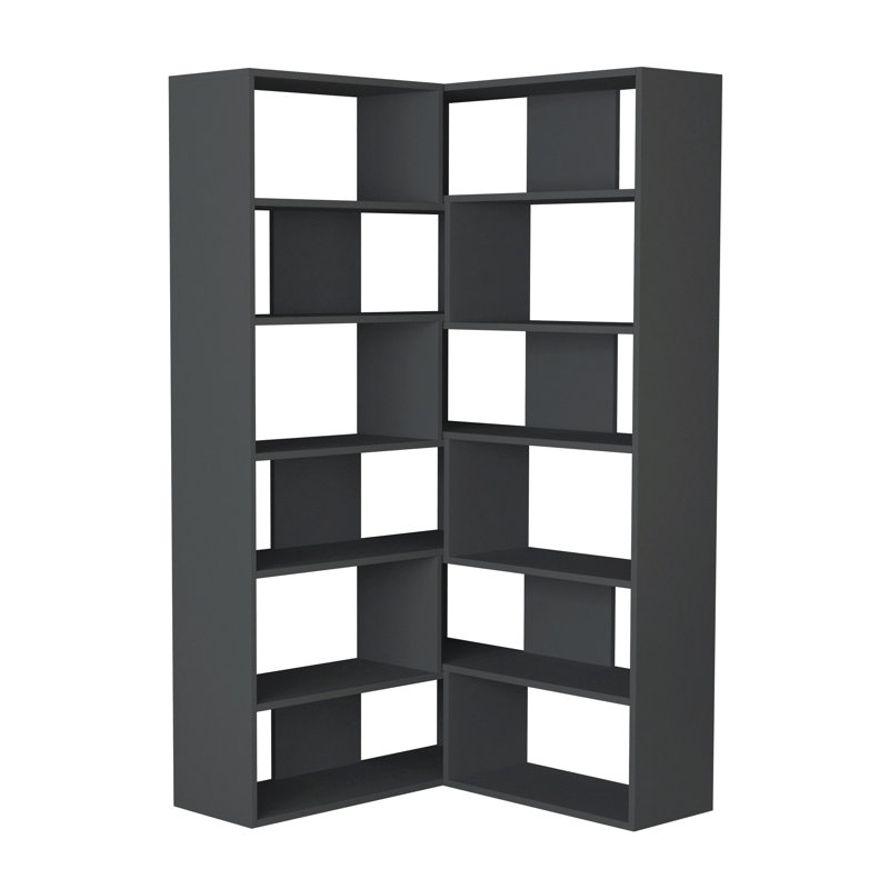 Amalda Modern Wall Mounted Bookcase with 5 Tiers for Living Room Office, Anthracite