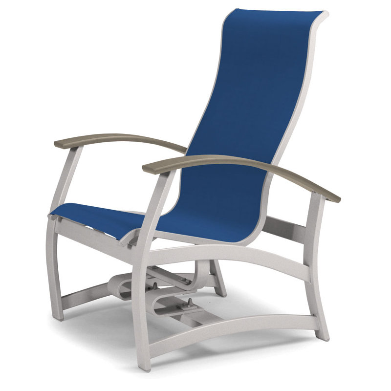 Askar Swivel Powder Coated Aluminum Outdoor Lounge Chair, Cobalt 35D Sunbrella®, Desert P60, Gloss White