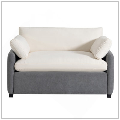 Canapé simple surdimensionné 50 * 43 en chenille, siège large et profond, fauteuil rembourré moderne et confortable, design à blocs de couleurs pour le salon, appartement, chambre à coucher