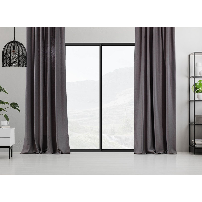 Polyester Room Darkening Single Curtain Panel Panel, Light Grey, 260cm Width x 225cm Drop