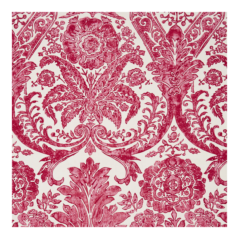 Oriana Damask Wallpaper Roll, Raspberry