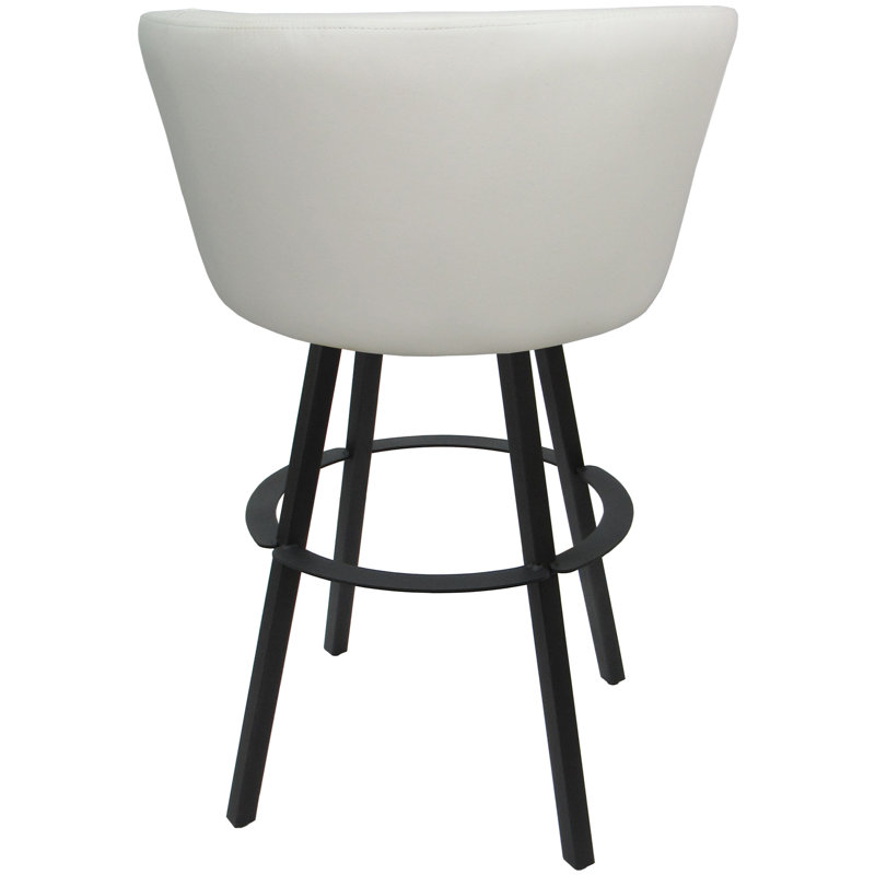 Tabouret de bar pivotant en métal 30 po avec base Warren, Vinyle blanc, Grey