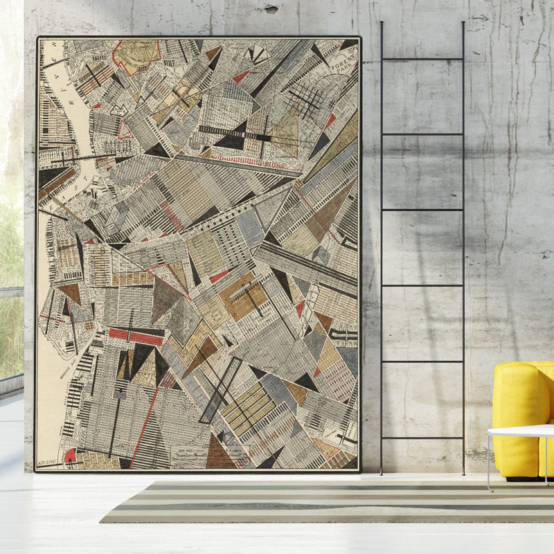 Reproduction d’art sur toile, "carte de Brooklyn moderne" par Nikki, reproduction d’art sur toile