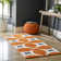 Southam Geometric Accent Rug for Living Room Bedroom Dining Room Entryway Kitchen, Deep Orange/White