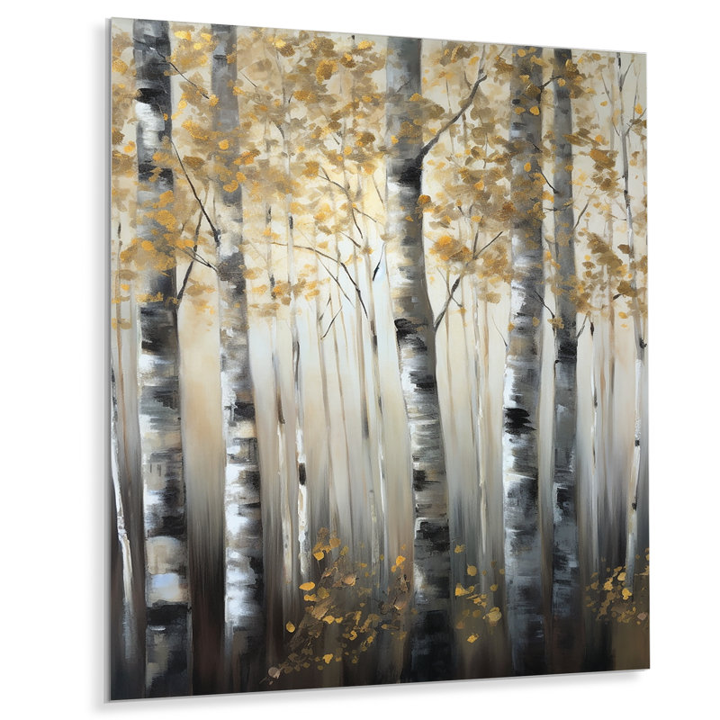 Birch Tree Forest Wonderland V - Art mural en métal, H 20 po x l 12 po