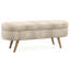 Banc de rangement ovale brun, pieds en bois d'hévéa, fabrication à la main, structure en bois franc, tabouret de pieds, option de siège, tissu plissé, banc de rangement, repose-pieds, siège, fonction