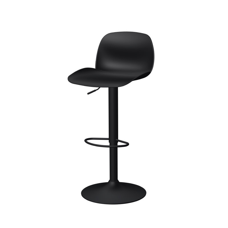 Doroty Resin Swivel Adjustable Low Back Bar Stool with Metal Base, Black/Black