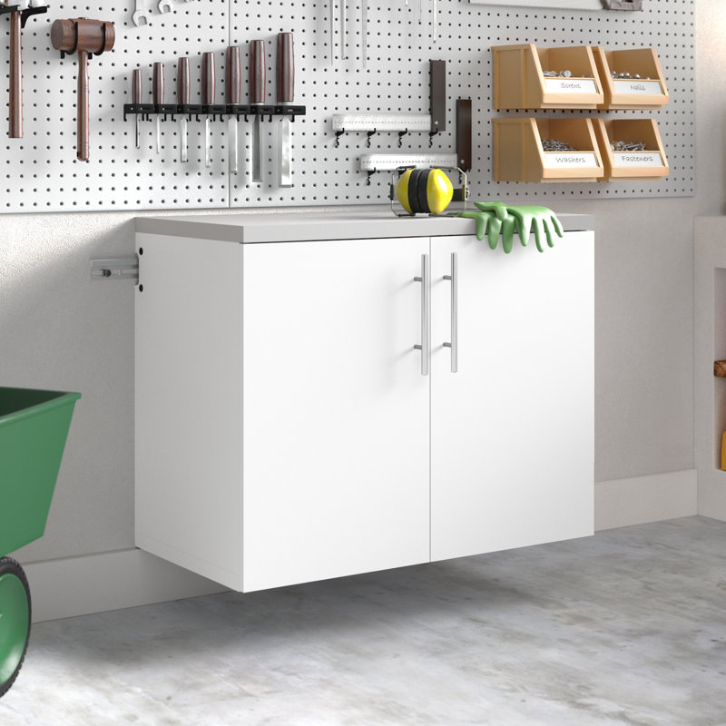 Armoire de rangement H 24 po x l 30 po x P 16 po Barrayo, Gris clair