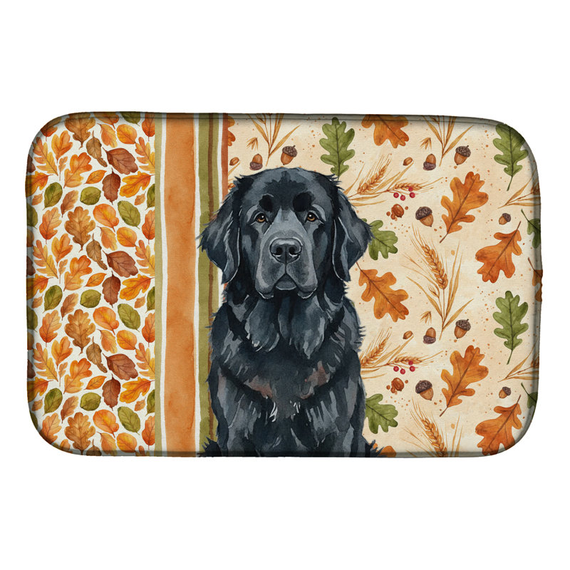 Black Newfoundland Heirloom Fall Dish Drying Mat, Black